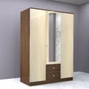 Stylish-3-door-wardrobe-with-center-mirror-featuring-a-light-oak-finish-and-contrasting-walnut-drawers.webp