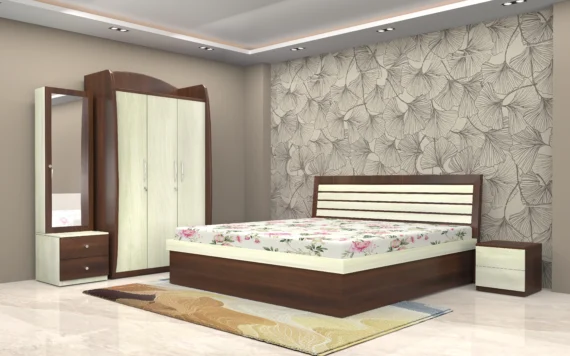 linea-Modern-full-hydraulic-bedroom-set-featuring-a-kingsize-bed-with-panel-headboard-paired-with-Diamond-Series-wardrobe-Linea-dresser-and-2-drawer-bedside-table-scaled.webp
