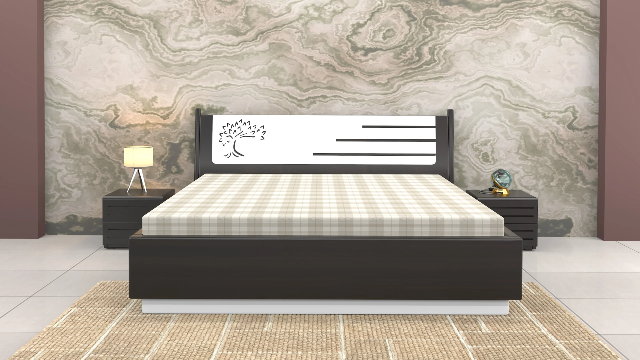Banyan Bedroom Set with 3 Door Wardrobe, Dresser and Bed Side Tables