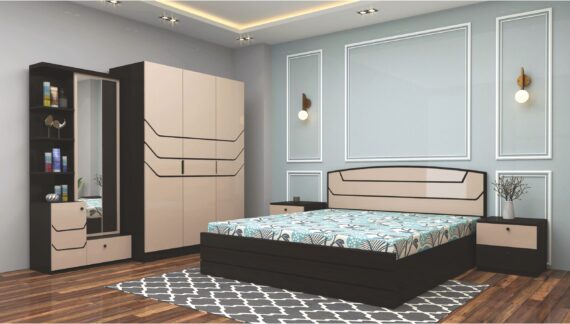 Ciga Kingsize Bedroom Set With 3 Door Wardrobe, Dressing and Bedside Tables