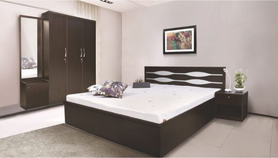 Neo Top Storage Bedroom Set with 2 Door Wardrobe