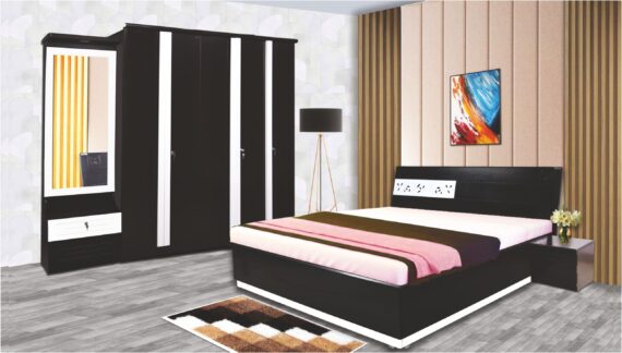 Roxy Bedroom Set With 3 Door Wardrobe, Dresser and Bedside Tables