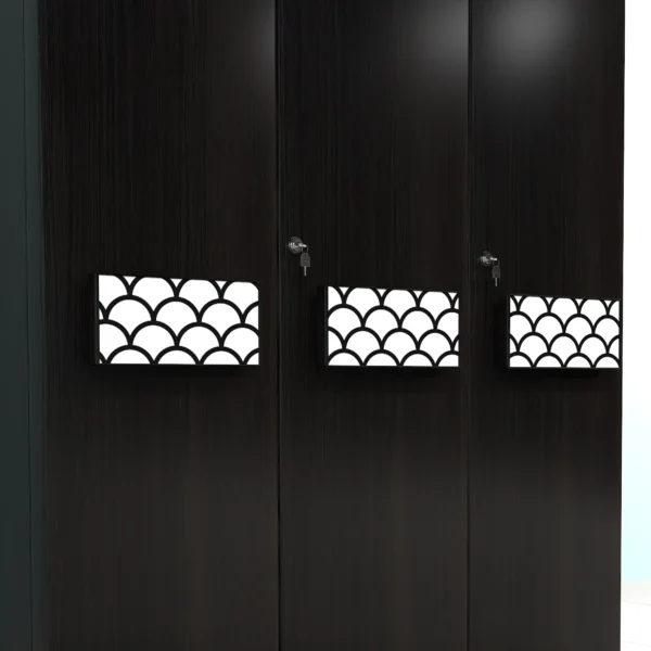 Pristine 3 doors wardrobe closeup view
