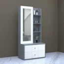 Matching-dresser-with-tall-mirror-built-in-shelves-and-lower-drawer-in-a-rich-wood-finish-with-gold-accent.webp