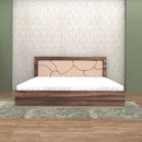 Artemis-bed-with-curved-headboard-design-and-patterned-mattress.webp