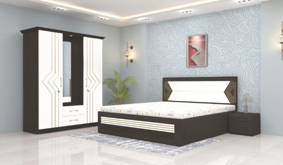 CARLOS Bedroom Set with 3-Door Wardrobe with Dresser & Side Table