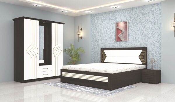 CARLOS Bedroom Set with 3-Door Wardrobe with Dresser & Side Table
