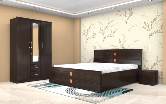 Coordinated-bedroom-furniture-set-featuring-top-and-non-storage-king-and-queen-beds-a-sleek-3-door-wardrobe-with-integrated-dresser-and-matching-2-drawer-bedside-ta-scaled.webp