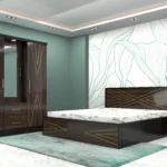 LORENZO-Modern-dark-wood-bed-with-gold-concentric-circle-inlay-on-headboard-and-footboard-scaled.webp