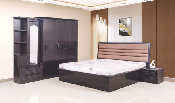 Metier Bedroom Set with 3/4 Door Wardrobe or Dresser and Bed Side Table