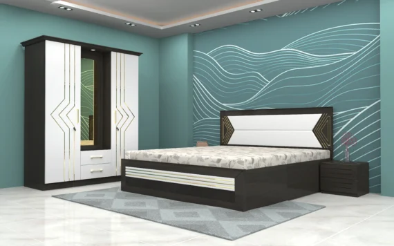 Modern-bedroom-set-with-bold-linear-accents-featuring-a-cushioned-bed-sleek-wardrobe-with-mirror-and-matching-side-table-scaled.webp