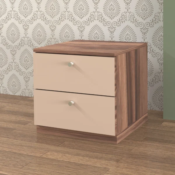 Two-drawer-bedside-table-with-a-beige-and-walnut-wood-finish.webp