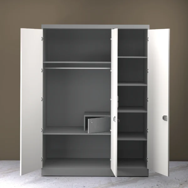 Sepia 3 doors wardrobe open view