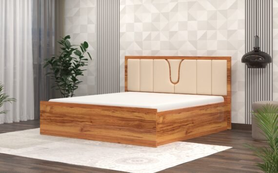 WALTER Full Hydraulic Bedroom with Headboard Cushion | SS UV Finish | Premium Storage Bedroom Furniture