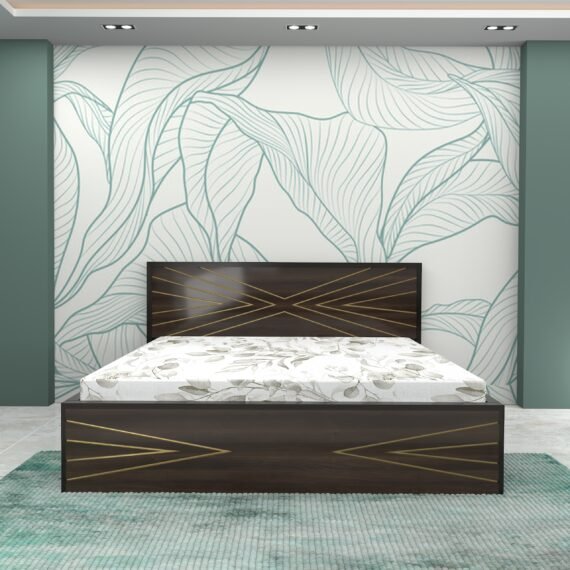 LORENZO Hydraulic King Bed 78x72 | Walnut + UV Finish | Premium King Size Storage Bed