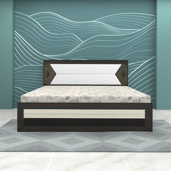 CARLOS Hydraulic King Bed 78x72 | Walnut & White | Premium King Size Storage Bed