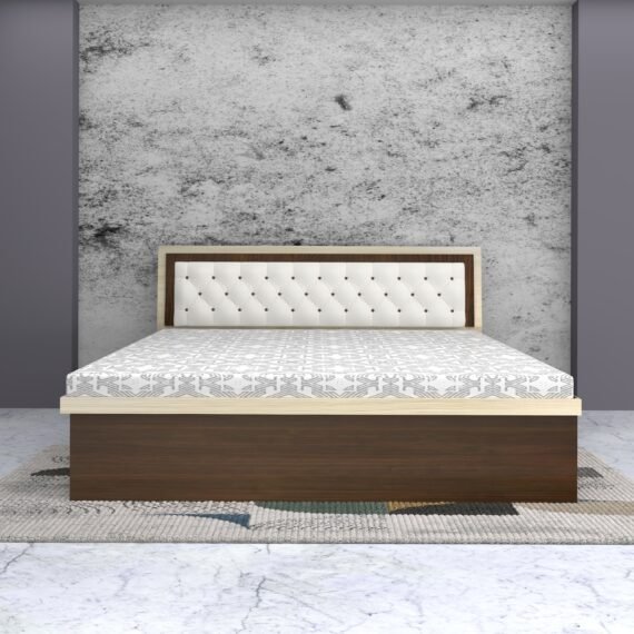 ELLA Queen Full Hydraulic Bed 78x60 with Headboard Cushion | MA Dark & MA Light UV Finish | Premium Queen Size Storage Bed