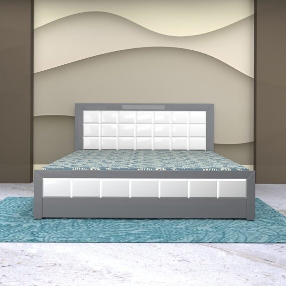 SEPIA Hydraulic King Bed 78x72 | Grey & White | Modern King Size Storage Bed