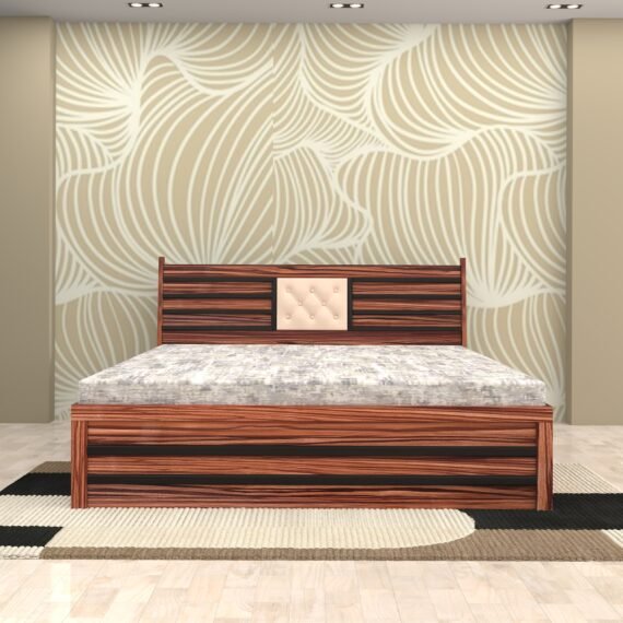 LAYLA Top Storage King Bed 78x72 | Zebra Wood & UV Finish | Premium King Size Storage Bed